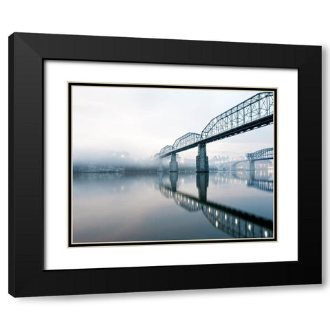 Scenic City 75 Black Modern Wood Framed Art Print with Double Matting by Lee, Rachel
