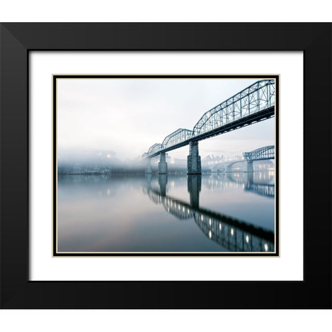 Scenic City 75 Black Modern Wood Framed Art Print with Double Matting by Lee, Rachel