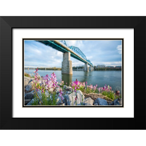 Scenic City 92 Black Modern Wood Framed Art Print with Double Matting by Lee, Rachel