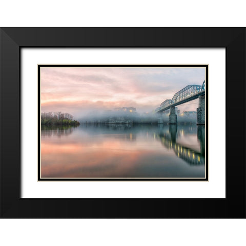 Scenic City 94 Black Modern Wood Framed Art Print with Double Matting by Lee, Rachel