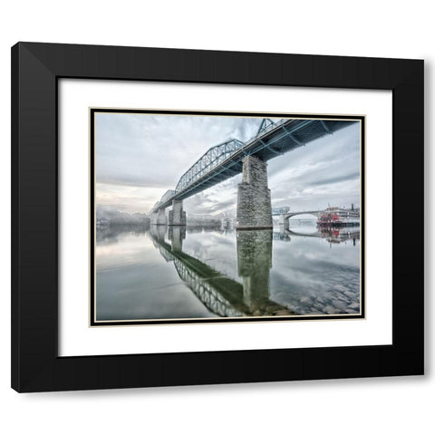 Scenic City 95 Black Modern Wood Framed Art Print with Double Matting by Lee, Rachel