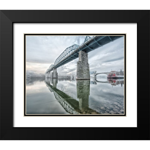 Scenic City 95 Black Modern Wood Framed Art Print with Double Matting by Lee, Rachel