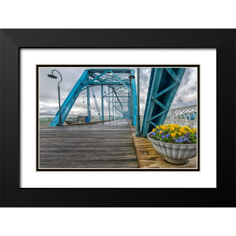 Scenic City 96 Black Modern Wood Framed Art Print with Double Matting by Lee, Rachel