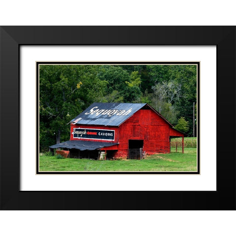 Sequoyah Caverns Barn Black Modern Wood Framed Art Print with Double Matting by Lee, Rachel