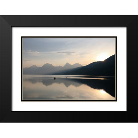 Serene Lake Black Modern Wood Framed Art Print with Double Matting by Lee, Rachel
