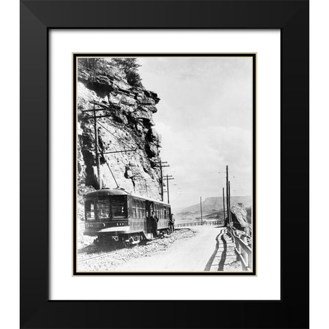 Signal Mountain Street Car Black Modern Wood Framed Art Print with Double Matting by Lee, Rachel