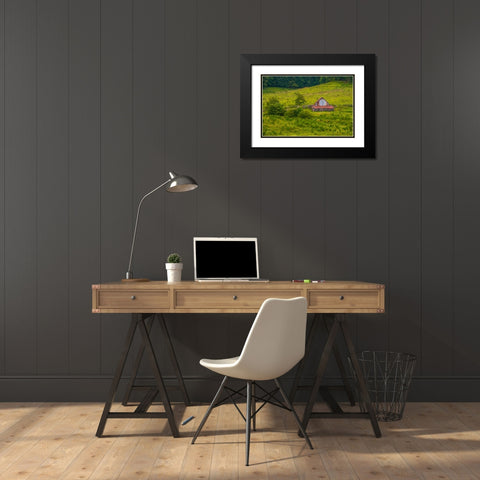 Smokies Barn Black Modern Wood Framed Art Print with Double Matting by Lee, Rachel
