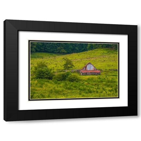 Smokies Barn Black Modern Wood Framed Art Print with Double Matting by Lee, Rachel