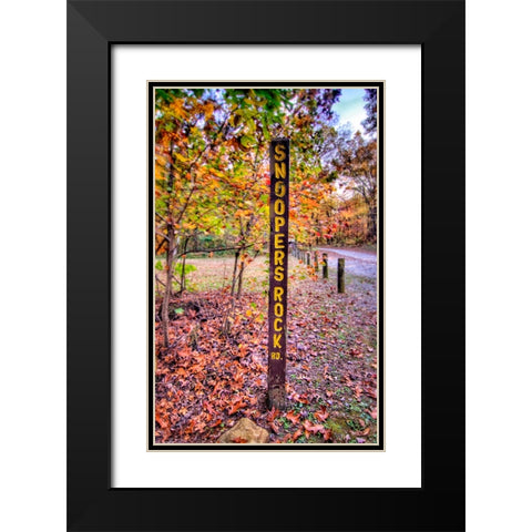 Snoopers Rock Road Sign HDR Black Modern Wood Framed Art Print with Double Matting by Lee, Rachel