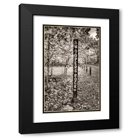 Snoopers Rock Road Sign Sepia Black Modern Wood Framed Art Print with Double Matting by Lee, Rachel