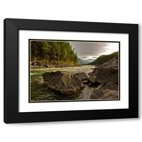 Stream 15 Black Modern Wood Framed Art Print with Double Matting by Lee, Rachel