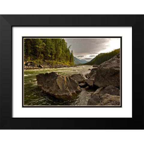Stream 15 Black Modern Wood Framed Art Print with Double Matting by Lee, Rachel