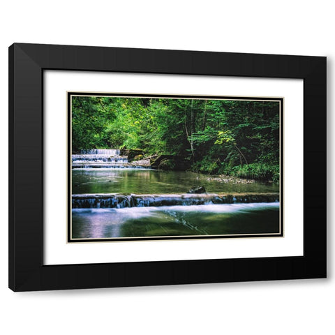 Stream 18 Black Modern Wood Framed Art Print with Double Matting by Lee, Rachel