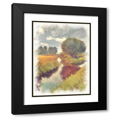 Stream 8 Black Modern Wood Framed Art Print with Double Matting by Lee, Rachel