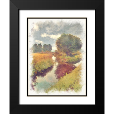 Stream 8 Black Modern Wood Framed Art Print with Double Matting by Lee, Rachel