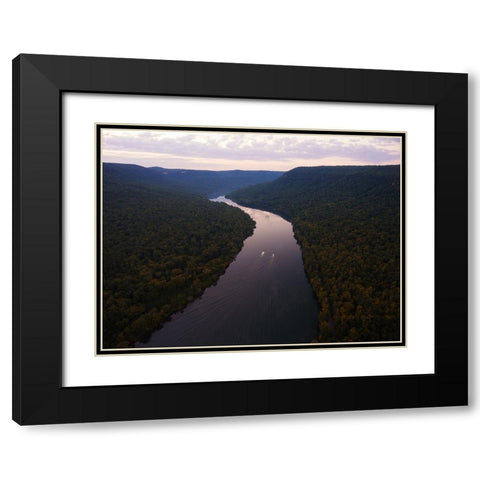 Sunrise Boat Race Black Modern Wood Framed Art Print with Double Matting by Lee, Rachel