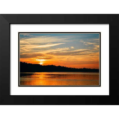 Sunset Lake 1 Black Modern Wood Framed Art Print with Double Matting by Lee, Rachel