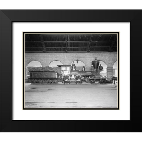 The General Train Union Station 1907 Black Modern Wood Framed Art Print with Double Matting by Lee, Rachel
