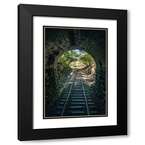 Train Enter Tunnel 1 Black Modern Wood Framed Art Print with Double Matting by Lee, Rachel