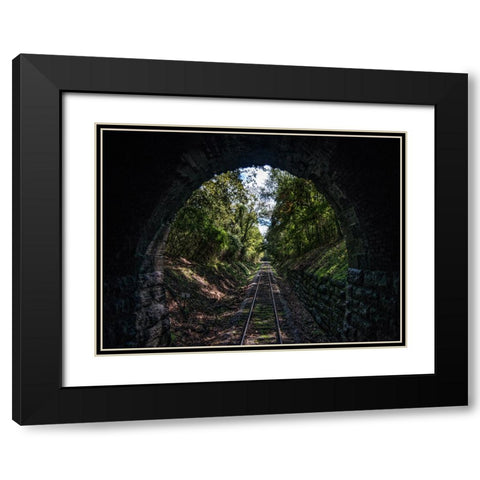 Train Enter Tunnel 3 Black Modern Wood Framed Art Print with Double Matting by Lee, Rachel