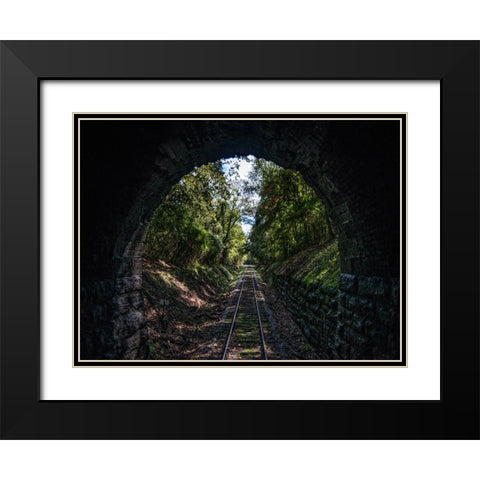 Train Enter Tunnel 3 Black Modern Wood Framed Art Print with Double Matting by Lee, Rachel
