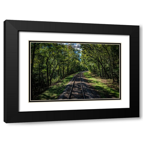 Train Track 5 Black Modern Wood Framed Art Print with Double Matting by Lee, Rachel