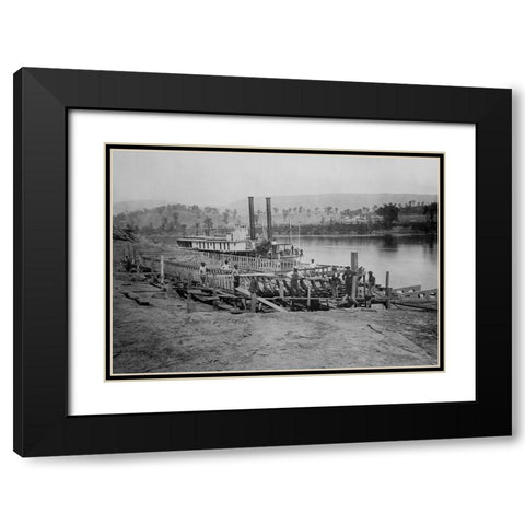 Transport Steamer Building 1864 Black Modern Wood Framed Art Print with Double Matting by Lee, Rachel