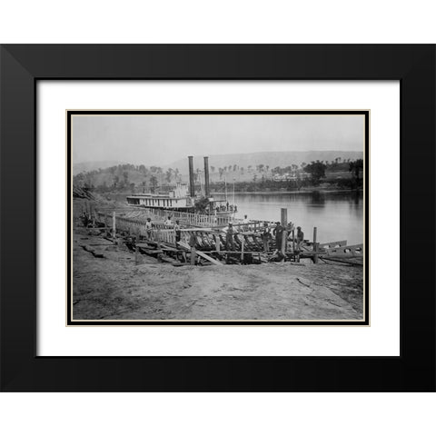 Transport Steamer Building 1864 Black Modern Wood Framed Art Print with Double Matting by Lee, Rachel