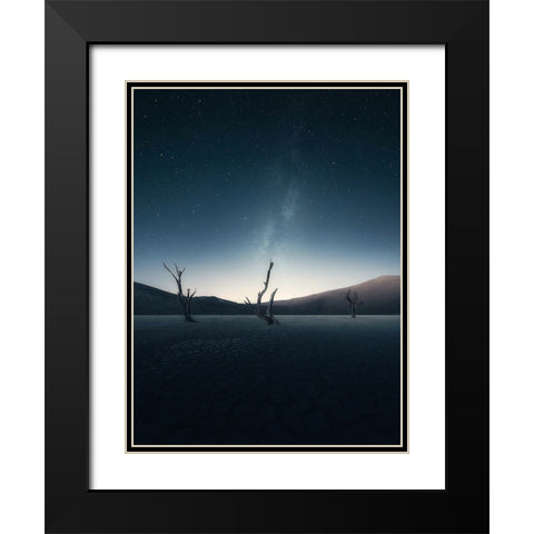 Trees 97 Black Modern Wood Framed Art Print with Double Matting by Lee, Rachel