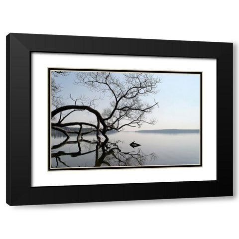 Trees and Water 7 Black Modern Wood Framed Art Print with Double Matting by Lee, Rachel
