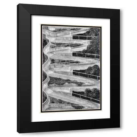 Walk My Way BW Black Modern Wood Framed Art Print with Double Matting by Lee, Rachel