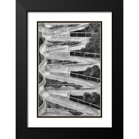 Walk My Way BW Black Modern Wood Framed Art Print with Double Matting by Lee, Rachel