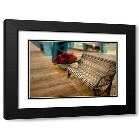 Walnut Bench Glow Black Modern Wood Framed Art Print with Double Matting by Lee, Rachel