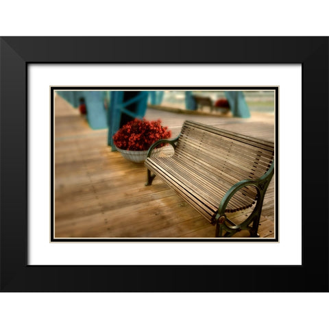 Walnut Bench Glow Black Modern Wood Framed Art Print with Double Matting by Lee, Rachel