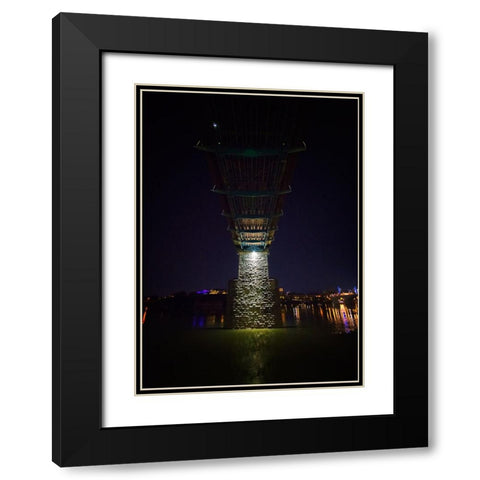 Walnut Bridge Column Night Black Modern Wood Framed Art Print with Double Matting by Lee, Rachel