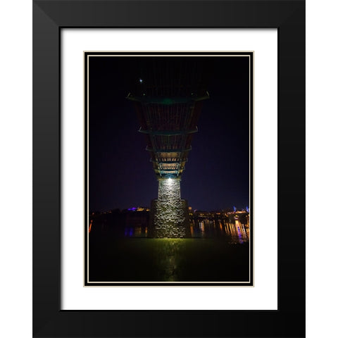 Walnut Bridge Column Night Black Modern Wood Framed Art Print with Double Matting by Lee, Rachel
