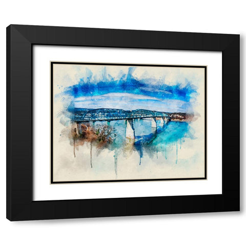 Walnut From Hunter Deck Watercolor Black Modern Wood Framed Art Print with Double Matting by Lee, Rachel