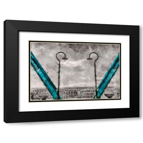 Walnut Love Mask Blue Rail Oil Painting Black Modern Wood Framed Art Print with Double Matting by Lee, Rachel