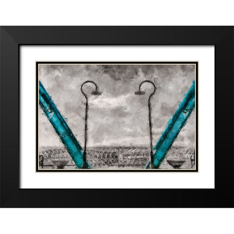Walnut Love Mask Blue Rail Oil Painting Black Modern Wood Framed Art Print with Double Matting by Lee, Rachel