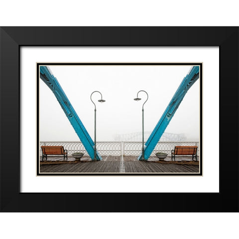 Walnut Posts in Fog Black Modern Wood Framed Art Print with Double Matting by Lee, Rachel