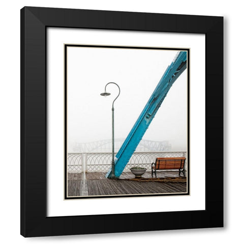 Walnut Posts in Fog Right Crop Black Modern Wood Framed Art Print with Double Matting by Lee, Rachel