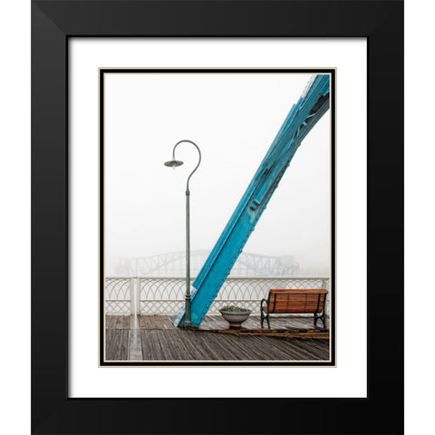 Walnut Posts in Fog Right Crop Black Modern Wood Framed Art Print with Double Matting by Lee, Rachel