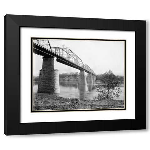 Walnut Street Bridge 1907 Black Modern Wood Framed Art Print with Double Matting by Lee, Rachel