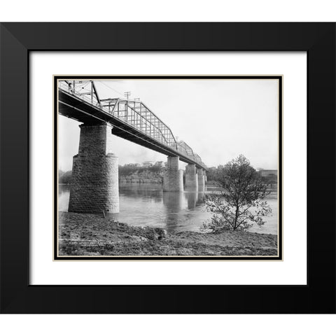 Walnut Street Bridge 1907 Black Modern Wood Framed Art Print with Double Matting by Lee, Rachel