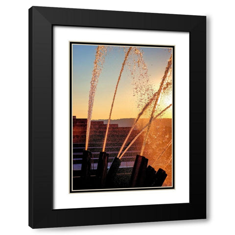 Water Cannons Sunset Black Modern Wood Framed Art Print with Double Matting by Lee, Rachel