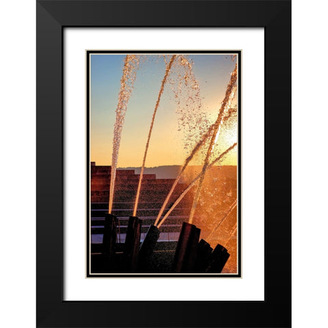 Water Cannons Sunset Black Modern Wood Framed Art Print with Double Matting by Lee, Rachel