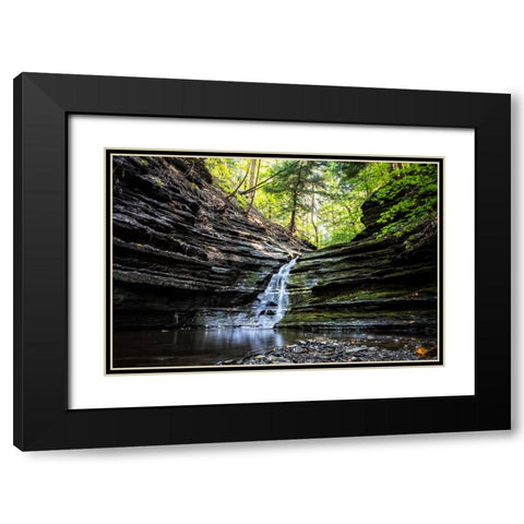 Waterfall 1 Black Modern Wood Framed Art Print with Double Matting by Lee, Rachel