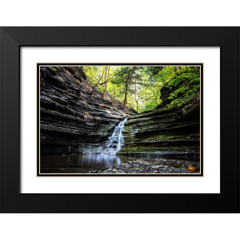 Waterfall 1 Black Modern Wood Framed Art Print with Double Matting by Lee, Rachel