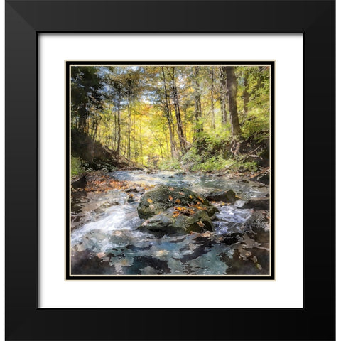 Waterfall 28 Black Modern Wood Framed Art Print with Double Matting by Lee, Rachel