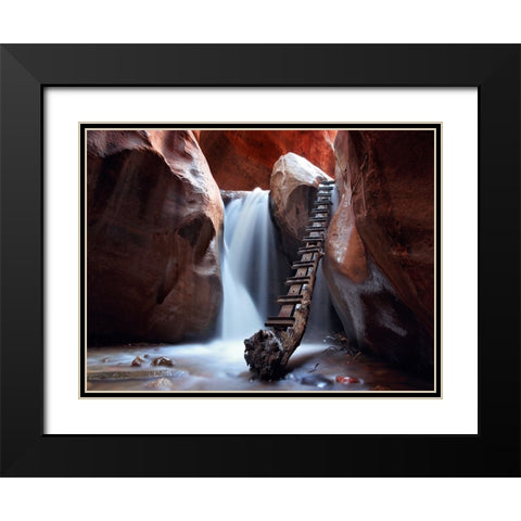 Waterfall 38 Black Modern Wood Framed Art Print with Double Matting by Lee, Rachel